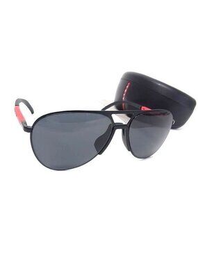 Prada Sunglasses Sports Linea Rossa Black Lens Clear Metal Resin Aviator Eyewear